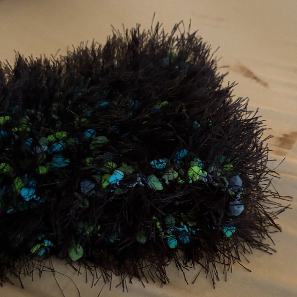 Black and Green Fuzzy Scarf